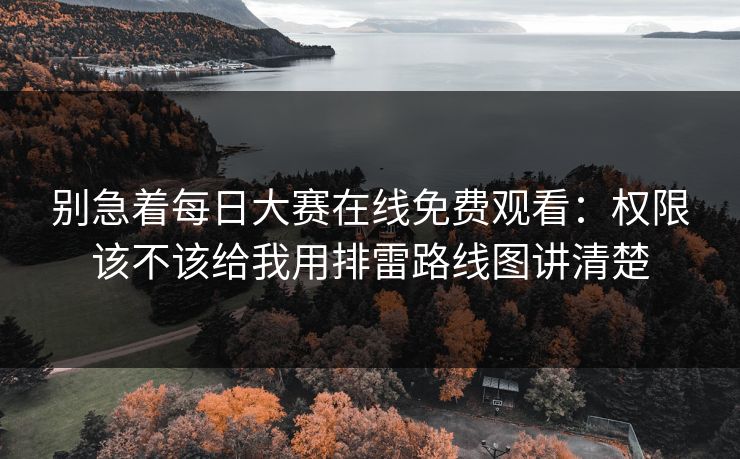 别急着每日大赛在线免费观看：权限该不该给我用排雷路线图讲清楚
